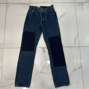 Levi's Premium 501 Patchwork Blue 100% Cotton Button Fly Jeans Size 24x30-NWT